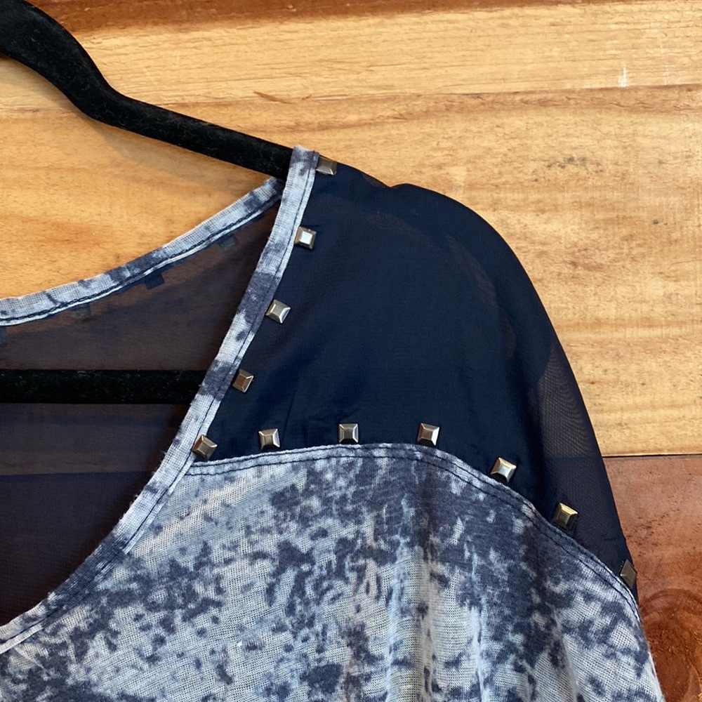 Blouse: Multi Blue-White - image 2